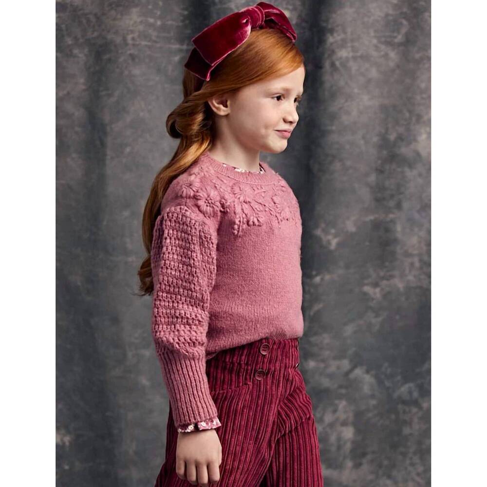 NEW ABEL & LULA floral embroidered sweater in blush